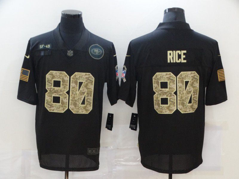 Men San Francisco 49ers #80 Rice Black camo Lettering 2020 Nike NFL Jersey->houston texans->NFL Jersey